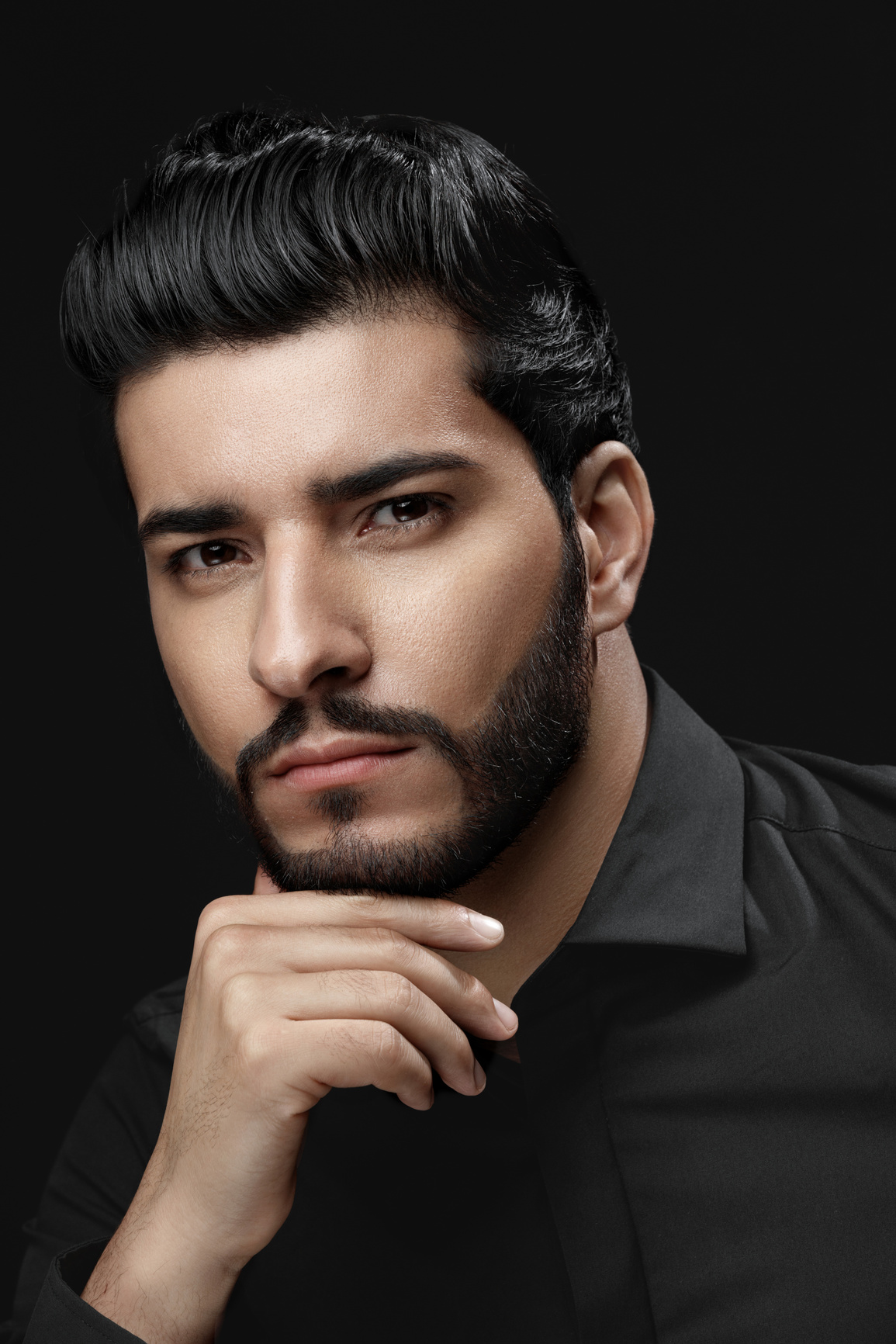 Men Haircut. Man With Hair Style, Beard And Beauty Face Portrait
